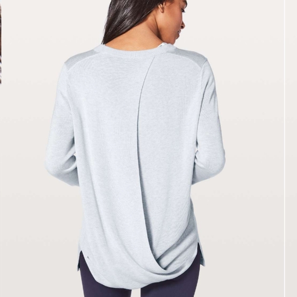 Lululemon Bring It Backbend Light Gray Blend Cashmere Sweater - Picture 2 of 14